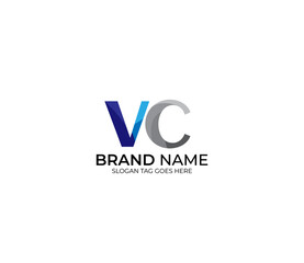 Modern VC Alphabet Blue Or Gray Colors Company Based Logo Design Concept