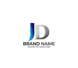 Modern JD Alphabet Blue Or Gray Colors Company Based Logo Design Concept