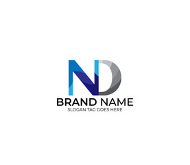 Modern ND Alphabet Blue Or Gray Colors Company Based Logo Design Concept