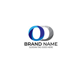 Modern OD Alphabet Blue Or Gray Colors Company Based Logo Design Concept