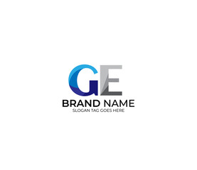 Modern GE Alphabet Blue Or Gray Colors Company Based Logo Design Concept