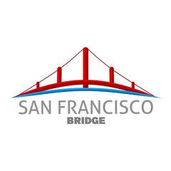 The san francisco bridge architecture is one of the landmarks in America. Ilustration bridge design icon logo.