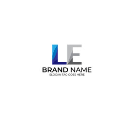 Modern LE Alphabet Blue Or Gray Colors Company Based Logo Design Concept