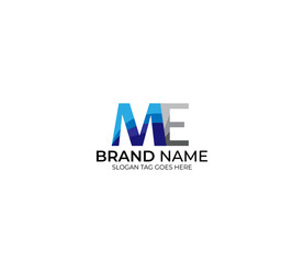 Modern ME Alphabet Blue Or Gray Colors Company Based Logo Design Concept