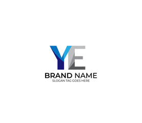 Modern YE Alphabet Blue Or Gray Colors Company Based Logo Design Concept