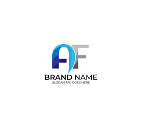 Modern AF Alphabet Blue Or Gray Colors Company Based Logo Design Concept