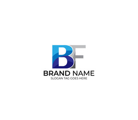Modern BF Alphabet Blue Or Gray Colors Company Based Logo Design Concept