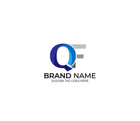 Modern QF Alphabet Blue Or Gray Colors Company Based Logo Design Concept