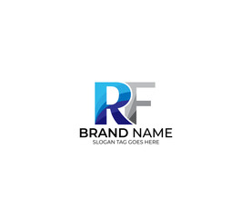 Modern RF Alphabet Blue Or Gray Colors Company Based Logo Design Concept