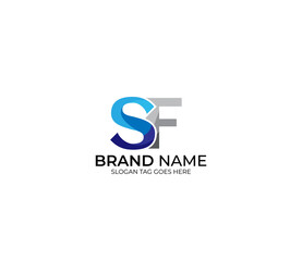 Modern SF Alphabet Blue Or Gray Colors Company Based Logo Design Concept