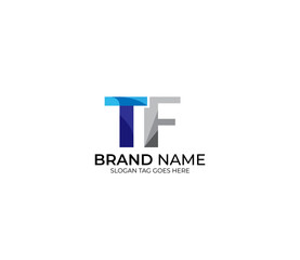 Modern TF Alphabet Blue Or Gray Colors Company Based Logo Design Concept