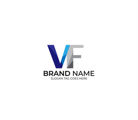 Modern VF Alphabet Blue Or Gray Colors Company Based Logo Design Concept