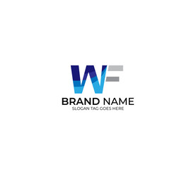 Modern WF Alphabet Blue Or Gray Colors Company Based Logo Design Concept