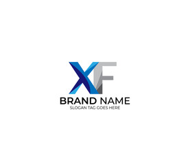 Modern XF Alphabet Blue Or Gray Colors Company Based Logo Design Concept
