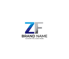 Modern ZF Alphabet Blue Or Gray Colors Company Based Logo Design Concept