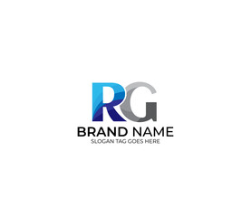 Obraz premium Modern RG Alphabet Blue Or Gray Colors Company Based Logo Design Concept