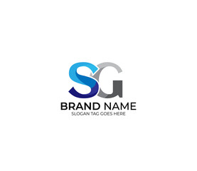 Modern SG Alphabet Blue Or Gray Colors Company Based Logo Design Concept