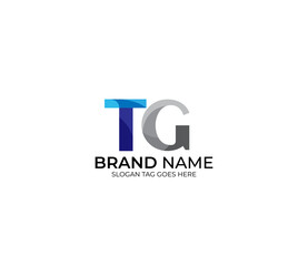 Modern TG Alphabet Blue Or Gray Colors Company Based Logo Design Concept