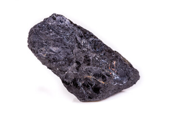 Macro mineral stone sorrel - black tourmaline on white background