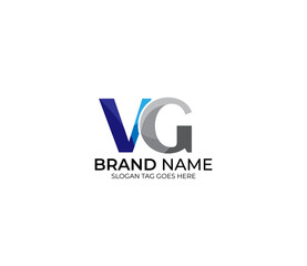 Modern VG Alphabet Blue Or Gray Colors Company Based Logo Design Concept