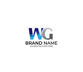Modern WG Alphabet Blue Or Gray Colors Company Based Logo Design Concept