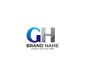 Modern GH Alphabet Blue Or Gray Colors Company Based Logo Design Concept