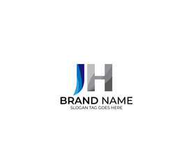 Modern JH Alphabet Blue Or Gray Colors Company Based Logo Design Concept