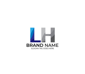 Modern LH Alphabet Blue Or Gray Colors Company Based Logo Design Concept