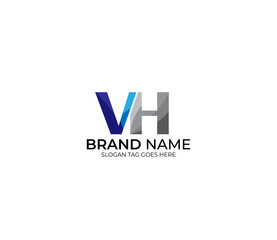 Modern VH Alphabet Blue Or Gray Colors Company Based Logo Design Concept
