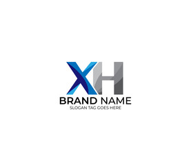 Obraz premium Modern XH Alphabet Blue Or Gray Colors Company Based Logo Design Concept
