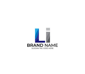 Modern LI Alphabet Blue Or Gray Colors Company Based Logo Design Concept - obrazy, fototapety, plakaty