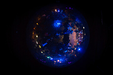 disco ball in the color lights