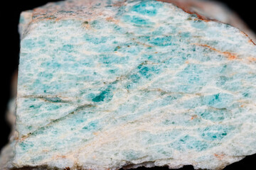 Macro mineral stone Amazonite on black background