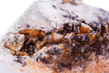 macro mineral stone petalite on a white background