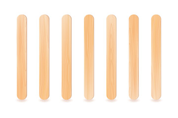 Realistic wooden or plastic sticks.For ice cream or frozen juice, covid test, or medical throat examination.