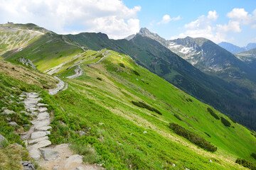 The ridgeway which leads from mount Kasprowy wierch along the polish-slovakian border. High Tatras, Poland.