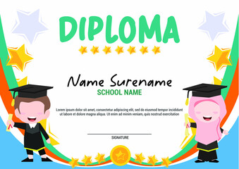 Diploma Certificate For Preschool And Elementary School Kids Muslim multipurpose