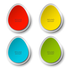 Origami colorful banner. Label to place text. Paper icon. Banners set. Text Index picture. Abstract shape background. Egg Form for presentation. Web tag format. Art pattern. Rounded offer