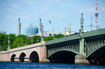 Trinity Bridge and the Neva River in Saint Petersburg, Russia