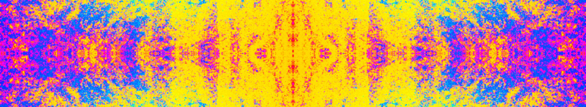 Banner, psychedelic art, abstract painting in a bright colors of yellow, red, blue, purple, pointillism, neo-impressionism