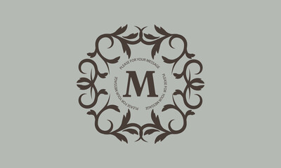 Elegant calligraphic ornament with exquisite letter M. Business sign, identity logo for restaurant, boutique, hotel.