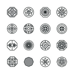 Korea traditional pattern outline icon collection. Thin line icon vector illustrator.
