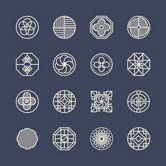 Korea traditional pattern outline icon collection. Thin line icon vector illustrator.