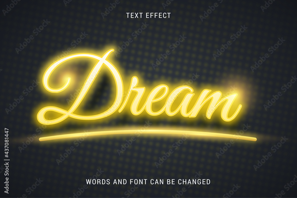 Wall mural glowing neon luxury text calligraphy isolated editable vector image