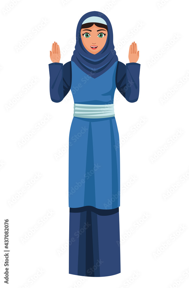 Wall mural blue muslim woman