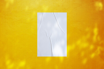 Blank white wheatpaste glued paper poster mockup on concrete wall background