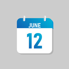 White daily calendar Icon June in a Flat Design style. Easy to edit Isolated vector Illustration.