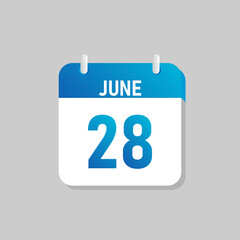 Fototapeta na wymiar White daily calendar Icon June in a Flat Design style. Easy to edit Isolated vector Illustration.