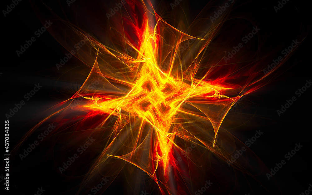 Fototapete abstract illustration computer render background image fantastic star with rays for web design and g