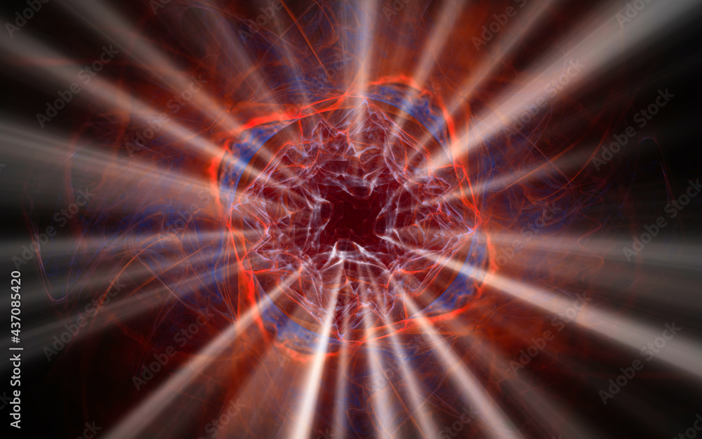 Fototapete abstract illustration computer render background image fantastic star with rays for web design and g